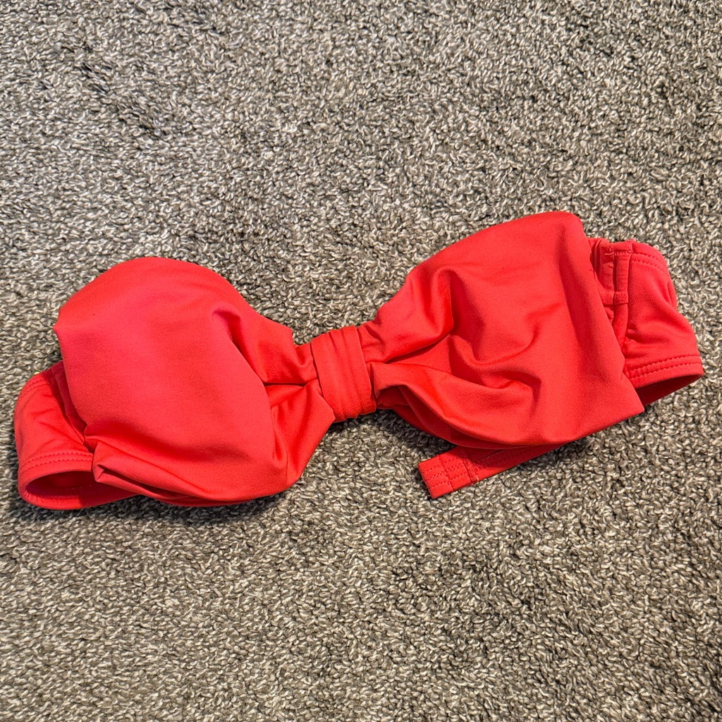 Nwt Kate Spade Bandeau Bikini Top Bow Bright Pink Sz Small
